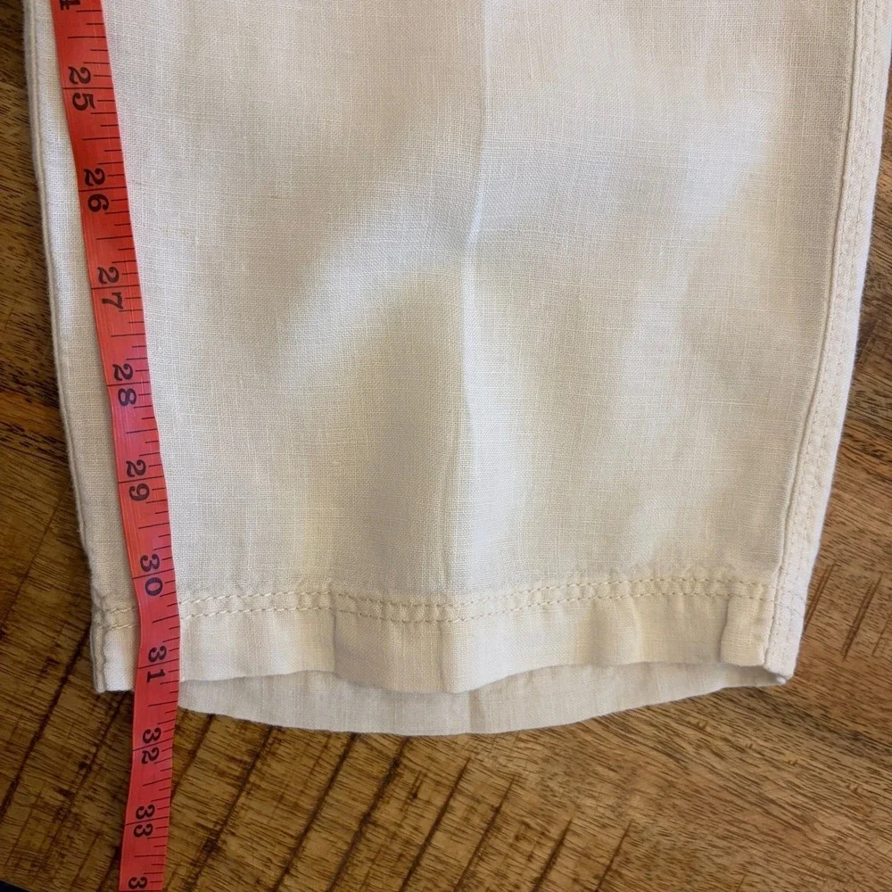 Tommy Bahama Linen Cargo Pants Men L 38 Cream Drawstring Relaxed Straight Safari